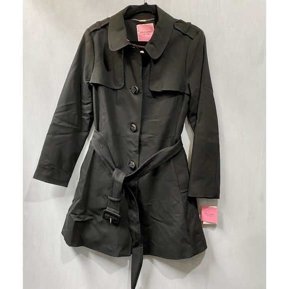 Kate Spade Black Four-Button Belted Trench Coat